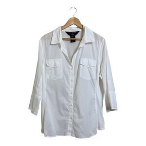 Norma Kamali Women’s White Casual Button Down Blouse Size XXL